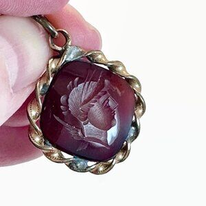 Antique Watch Fob Victorian: Carved Intaglio Artemis Greek Goddess Huntress